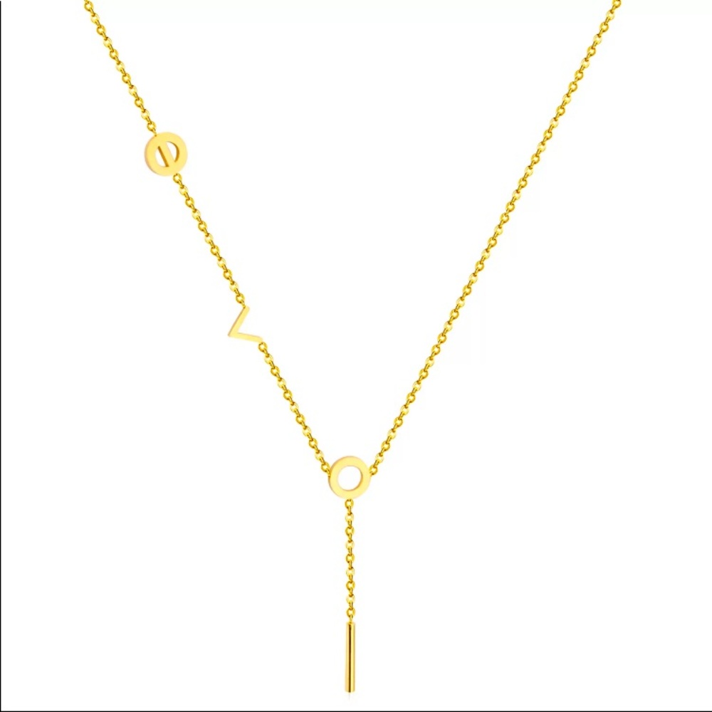 NWT gold plated long chain love necklace